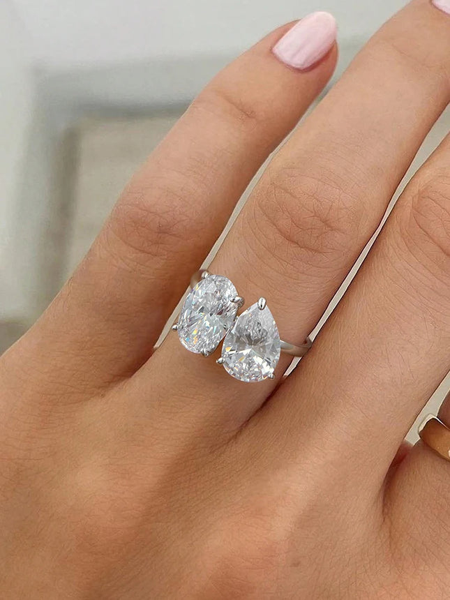 925 Sterling Silver Simple Classic Zircon Pear Shaped Oval Ring For Women Engagement Wedding Luxury High Quality Fine Jewelry
