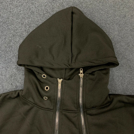 Rivet Decorated Multi Zipper Cardigan Streetwear Punk Gothic 2000s Long Sleeve Casual Coat Asymmetric Aesthetics Masked Hoodies