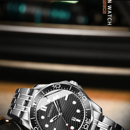 BINBOND Brand New Fashion Ultra-thin Sea Horse Series Men's Business Quartz Watches Waterproof Luminous Sports Casual Men's Watch