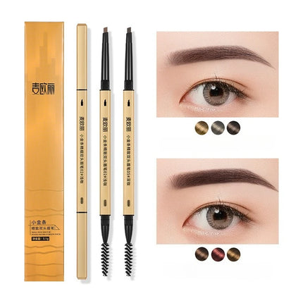 Gold Bar Double Ended Eyebrow Pencil - Ultra Fine 0.5mm Triangle Tip Waterproof & Smudge-proof for 3D Natural Brows