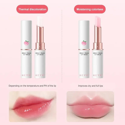 Honey Peach Lip Balm Color Change Lipstick Lips Plumper Moisturizing Hydrating Nourishing Lips Skin Care