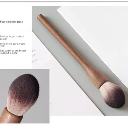 New 1Pcs European Vintage Wood Handle Makeup Brush High Quality Walnut Loose Powder Blush Foundation Contour Brush Super Soft