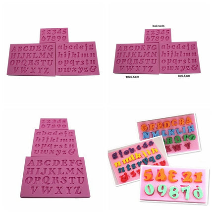 3Pcs/Set Number Letter Shape Silicone Mold Cake Decoration 3D Food Grade Soap Chocolate Moulds