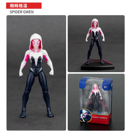 4 inches Original ZD Action Figure Toy Iron Man Scarlet Spider Miles Morales Spider-Man Venom Gwen Anime Movable Doll Model Gift