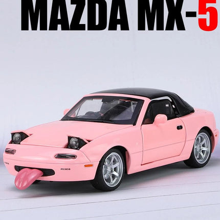 1/32 Mazda MX-5 Miniature Diecast Miata RoadSter Toy Car Model Sound & Light Doors Openable Collection Gift for Children Boy Kid
