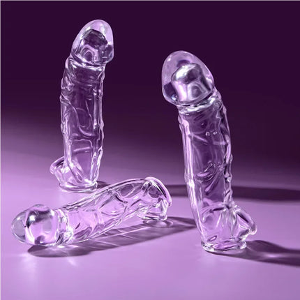 3 Size Reusable Penis Sleeve, Soft Clear Cock Sleeve Penis Extender Adult Sex Toys for Men Women, Durable Penis Enlarger Male