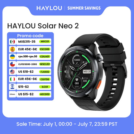 HAYLOU Solar Neo 2 Voice Calling Smartwatch 1.43'' HD AMOLED Display 24h Health Monitoring 150+ Sports Modes 1ATM Smart Watch