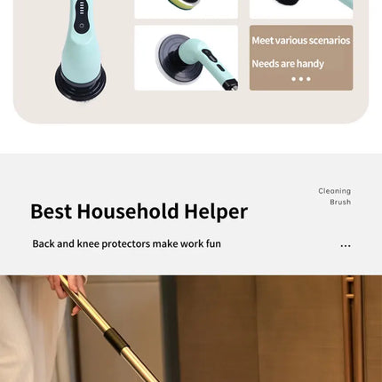 Cordless Spin Scrubber Electric Multipurpose Cleaning Brush for Kitchen Bathroom Toilet - Household Hair Brushes And Mops