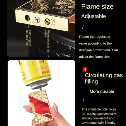 Steel Tone Grinding Wheel Open Flame Gas Lighter Side Slide Oblique Fire Metal Torch Lighter Cigarette Gift Men Gadget Birthday