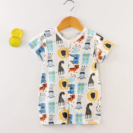 2025 New Baby Onesies Climbing Clothes Pure Cotton Summer Newborn Boys Girls Rompers Short-Sleeved Thin Harness Infant Clothes