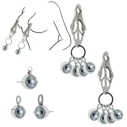 Heavy Nipple Clamp Clips Weight Couple Stimulator Metal Nipple Clips with Ball Weight Breast Bondage Restraint Sex Toys Woman18+