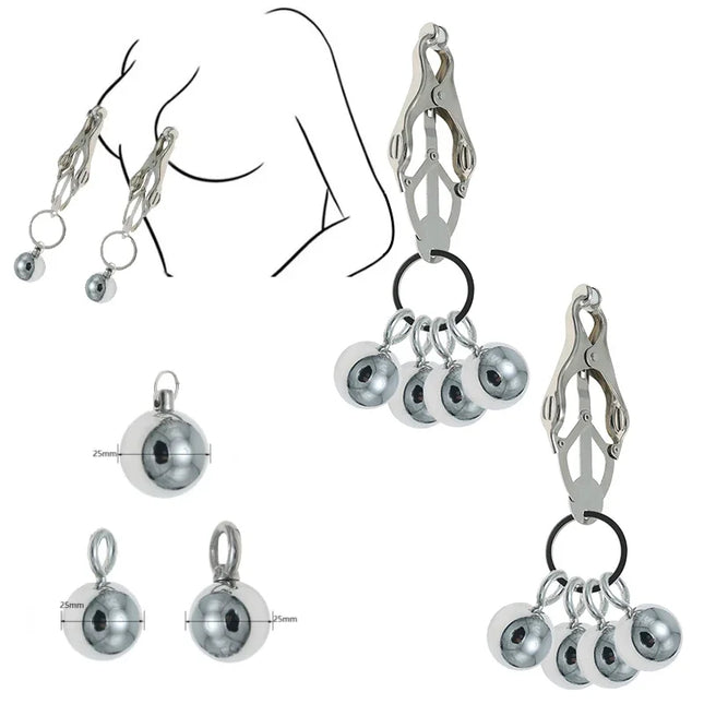 Heavy Nipple Clamp Clips Weight Couple Stimulator Metal Nipple Clips with Ball Weight Breast Bondage Restraint Sex Toys Woman18+