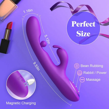 G Spot Dildo Vibrator 3 in 1 360° Rotation Powerful Clitoral Stimulator Soft Silicone Adults Product Sex Toy for Women Couple