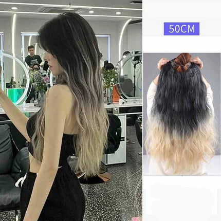 V-shaped one-piece synthetic 4 Clip In Hair Extensions Long Straight Hairstyle Hairpiece Colour 50CM Natural Fake Hair