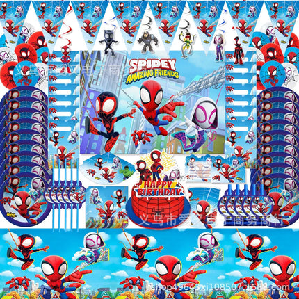 Spidey And His Amazing Friends Happy Birthday Party Decorations SpiderMan Theme Balloons Supplies Tablecloth Tableware Kids Gift
