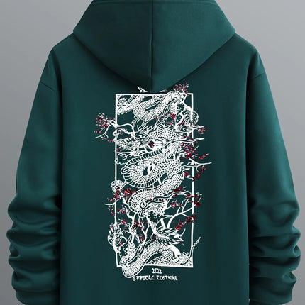 Vintage Hoodies Men Dragon Embroidery Hoodies Women Hip Hop Hooded Sweatshirt Chinese Streetwear Hoody Cotton Fleece Pullover