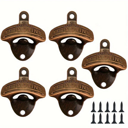 1/2/5/10pcs Vintage Bottle Opener Beer Day Retro Bottle Opener Wall Mounted for Pub BBQ DIY Solid Beer Opener Kitchen Gadgets