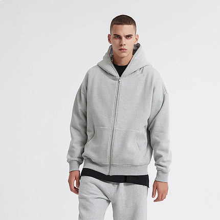 Autumn winter casual wear zippered hooded sweatshirts black grey blue hip hop street single breasted sweatshirts