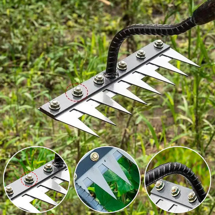 5/6/7/8 Teeth Carbon Steel Garden Hand Rake Farm Tool Weeding Scarifier Agricultural Nail Harrow Metal Harrow Garden WeedingTool