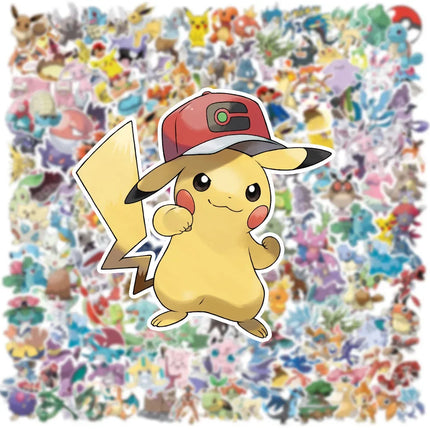 100/200Pcs Kawaii Pikachu Pokemon Stickers for Laptop Phone Suitcase Skateboard Guitar Cute Cartoon Stickers Kid Gift Toys