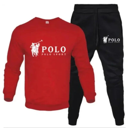 Men's autumn and winter sets of round-neck sweatshirts and jogging pants autumn and winter fashion outdoor fitness and casual