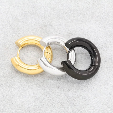 2pc Stainless Steel Small Hoop Earrings Punk Hip Hop Circle Round Huggie Hoop Earrings for Women Men Ear Ring Ear Bone Buckle