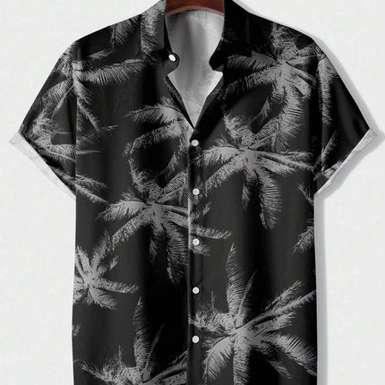 Men's Tropical Plant 3D Print Hawaiian Beach Flower Shirt Casual Slim Fashion Shirt Simple Retro Lapel Short Sleeve Shirt Top