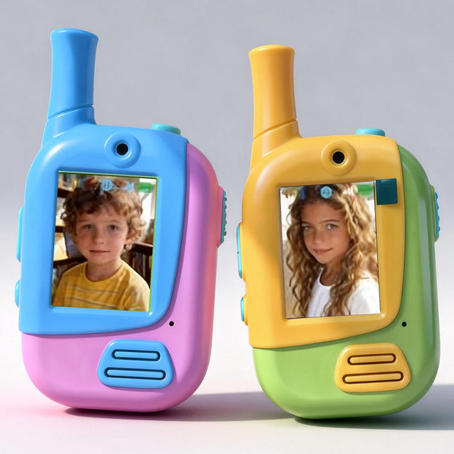 2 Pack Kids Video Walkie Talkies, Rechargeable Two Way Radio with Voice Changer and HD Camera, Indoor Outdoor Camping Hiking Toy