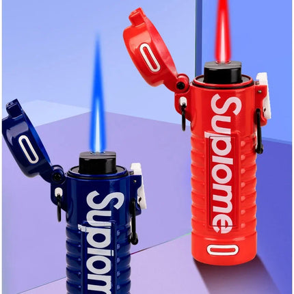 New Outdoor Windproof Pendant Inflatable Lighter Fashion Letter Jet Flame Strong Firepower Portable Lighter Men's Gift