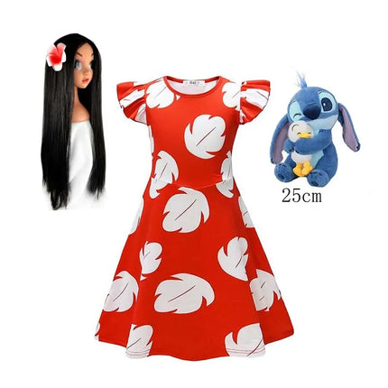 Disney Experiment 626 &Lilo Role Play Dress Disneyland Travel Stitch Movie Girl Hawaii Costume Frock Halloween 2025 Lilo Vestido