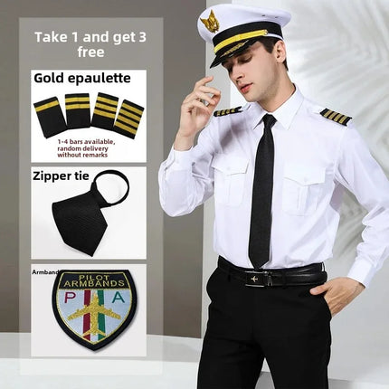 Air Force Pilot Uniform Men's Shirt Flying Clothes Nightclub Aviation Clothes Engineer Military Uniform Square Collar Other Mate