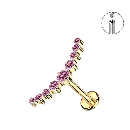 PUTITUP Official F136 High-Quality Titanium Alloy Zirconia Stud Earring Set Fashion Ear Cartilage Lip Stud Body Piercing Jewelry