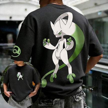 Pokemon  Anime Mewtwo Y Printed Pure Cotton Unisex T-shirt Summer New Street Hip-hop Loose Casual Y2K Parent-child Top