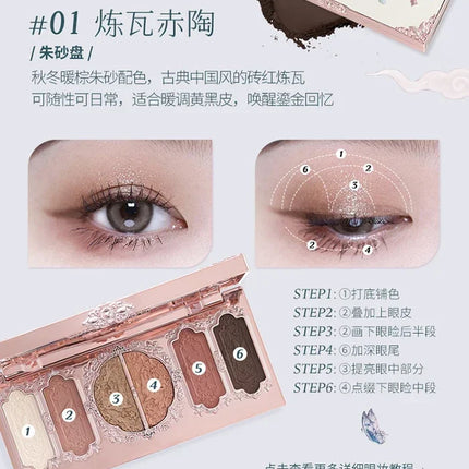 Flower Knows Butterfly Cloud Collar Collection Makeup 6Colors Eyeshadow Matte Fine Shimmer Pearl Glitter Eye Face Palette