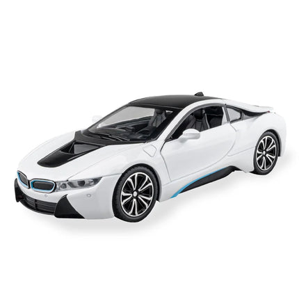 1:22 BMW I8 Sports Car Alloy Diecast Model Car Vehicle Collection Simulation Sound & Light Toys Car Children Birthday Day Gifts