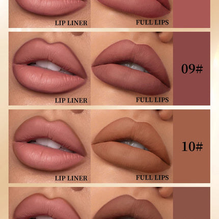 12 piece matte lipliner set, smooth and easy to apply, non smudging and non fading, natural makeup effect