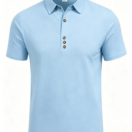 2026 Summer Men Cotton Linen Polo Shirt Short Sleeve Turn Down Collar Loose Fit Casual Daily Office Beach Travel Solid Color Top