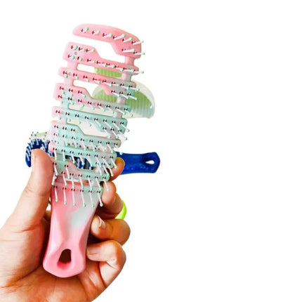 Mini Cutout Rib Comb Smooth Hair Comb Leather Massage Large Curved Comb Gradient Fluffy Styling Comb