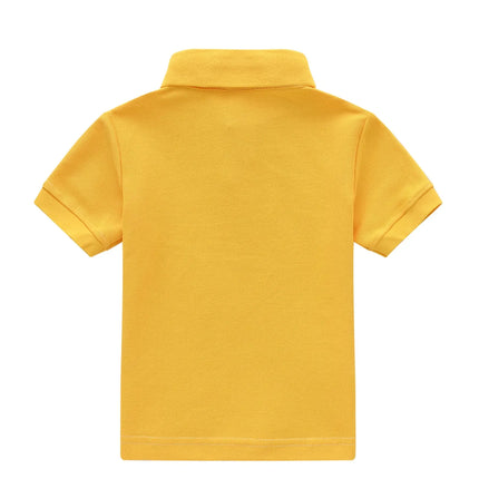 4-Piece Set Summer Boys & Girls Solid Color Short Sleeve T-Shirt Tops, Children's Fashion Collar Short Sleeve Class Uniform