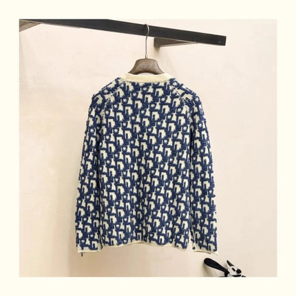 Knitted round Neck Sweater Letter Embroidery Zipper Style Color Block Casual Leisure Autumn Winter Fashion Streetwear for Youth