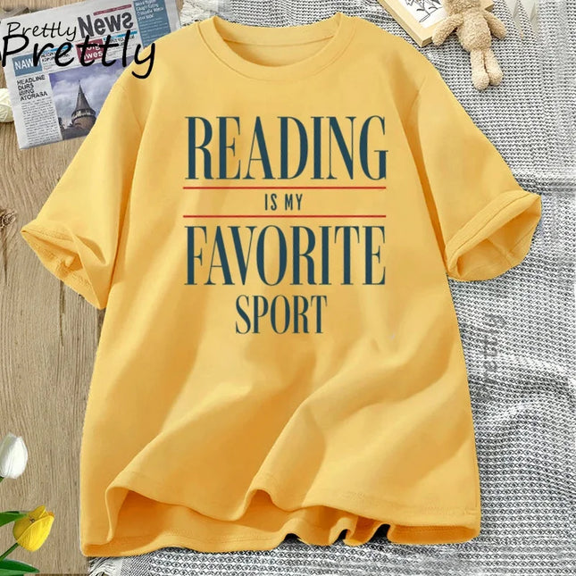 Vintage Reading Is My Favorite Sport T Shirt Bookish Tee Book Reader Bookworm Tshirt Librarian Booklover T-shirt Women Clothing