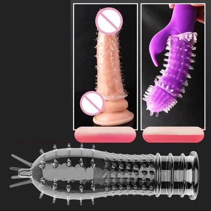 Condom with Spikes Extension Reusable Condom Penis Sleeve Male Enlargement Time Delay Spike Clit Crystal Condoms