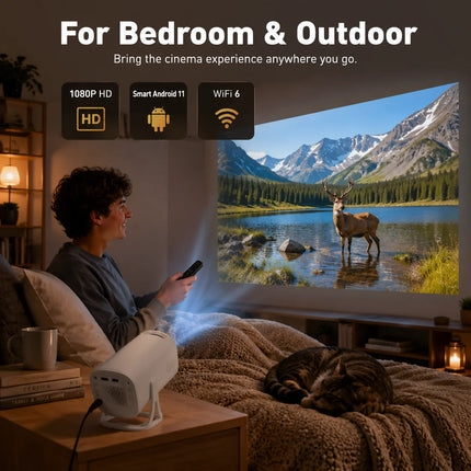 LINGLAN bestseller S40 native 4K HDMI Android projector, dual WiFi Bluetooth vertical portable LED smart home theater low noise