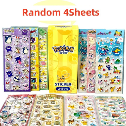Genuine Pokemon Puffy Foam Stickers Anime Cartoon Pikachu Eevee 3D Decals for Girls Gifts Scrapbooking Phone Notebook Decor