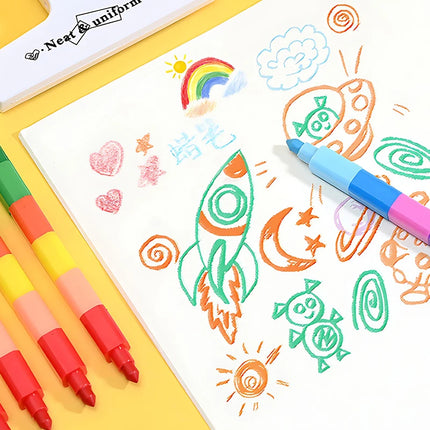 12/24/36PCS Rainbow Colored Building Block Crayons Stackable 12-Color Draw Crayons Rewards Artclass Painting Pens Stationery ZYF