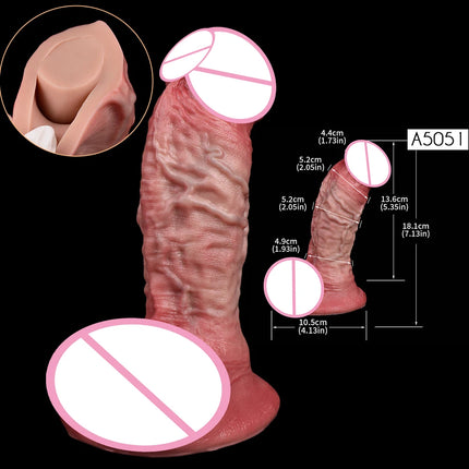 SXXY Skin Texture Lifelike Double Layer Silicone Dildo Elastic Soft Anal Plug Vaginal Anus Stimulator Dual Layer Penis Sex Toys
