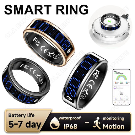 Display Screen Smart Ring Bluetooth Connection Heart Rate Sleep Monitoring Multi-function Ring Multiple Sports Modes Waterproof
