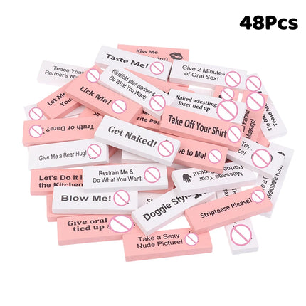 48Pcs Sex Block Tumbling Tower Stacking Games Game For Adults Sex Toys Valentine Wooden Block For Couples Erotica Party Block