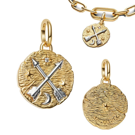 Coin Pendant Charms 925 Silver Vintage Round Seal Metal Golden Skull Compass Medal Beads Bracelets Necklaces Parts Fine Jewelry