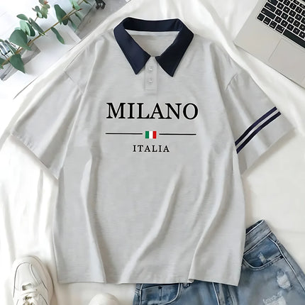 The 2025 summer new men's POLO shirt features a casual fashionable comfortable soft and breathable 3D letter pattern print